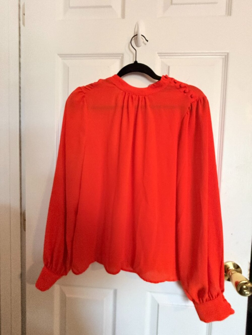 CeCe Red Orange Long Sleeve Blouse Size M